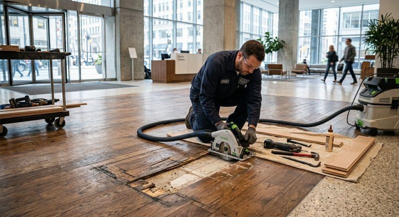 Our team working on Wood Floor Service projects in Dover, DE